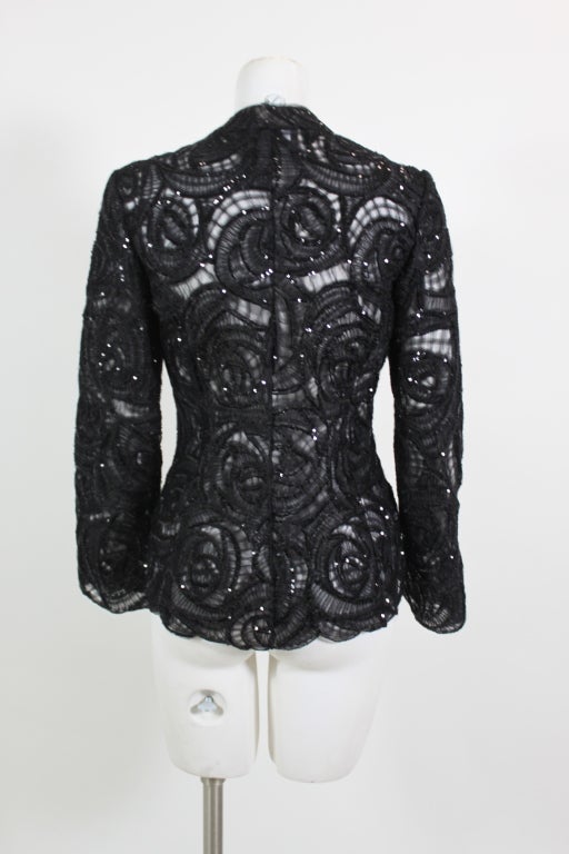 Armani Sequined Tulle Rosette Evening Jacket In Excellent Condition In Los Angeles, CA