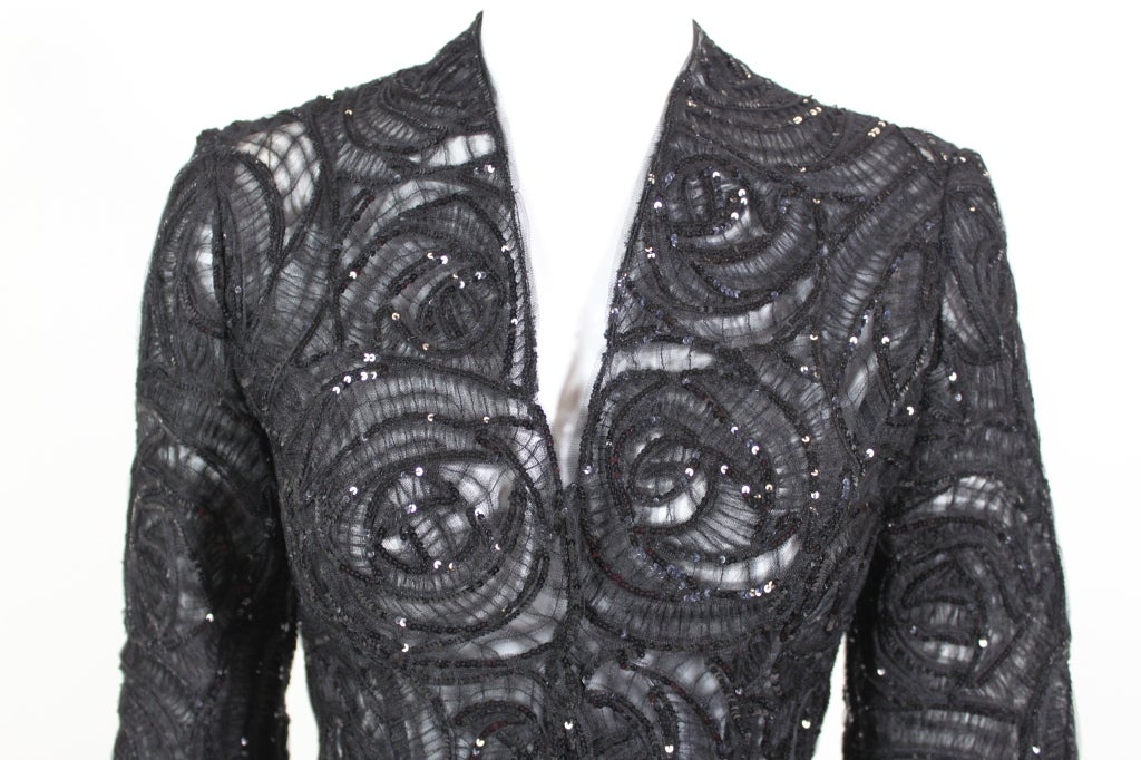 Women's Armani Sequined Tulle Rosette Evening Jacket
