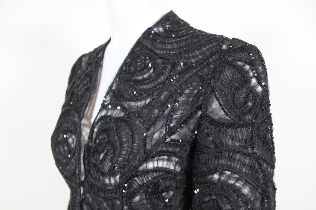 Armani Sequined Tulle Rosette Evening Jacket 1