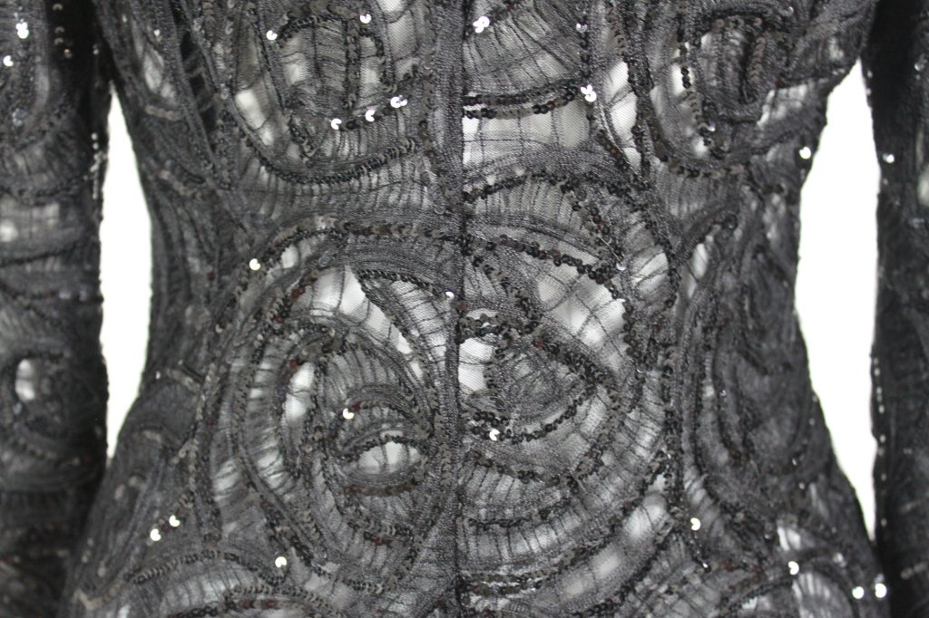 Armani Sequined Tulle Rosette Evening Jacket 2