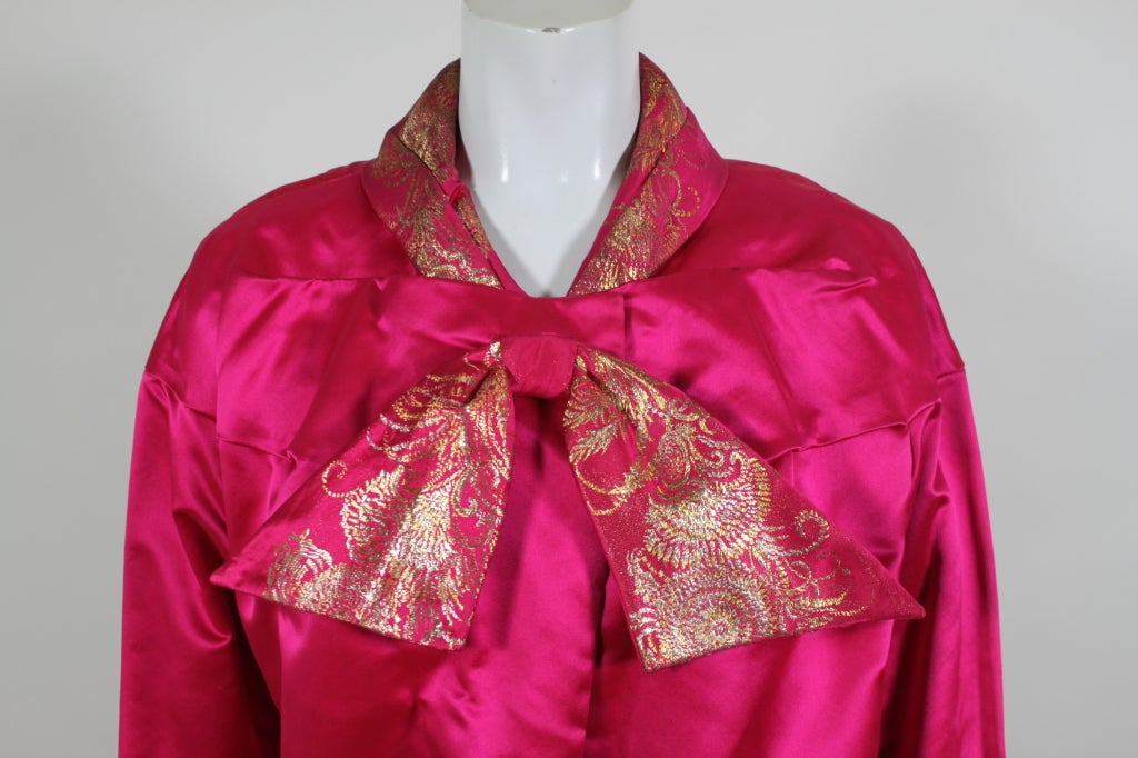 1960’s Hot Pink Brocade Saks Fifth Avenue Dress with Coat 3