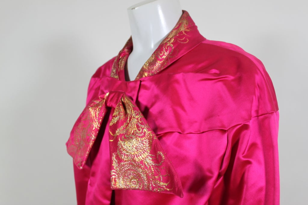 1960’s Hot Pink Brocade Saks Fifth Avenue Dress with Coat 4