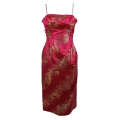 Vintage 1960’s Hot Pink Brocade Saks Fifth Avenue Dress with Coat