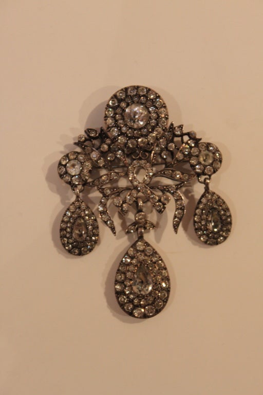 Victorian French Paste Brooch Pendant In Excellent Condition For Sale In Los Angeles, CA