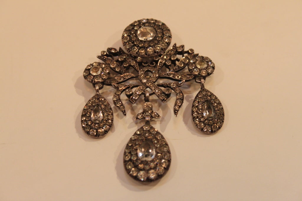 Women's or Men's Victorian French Paste Brooch Pendant For Sale