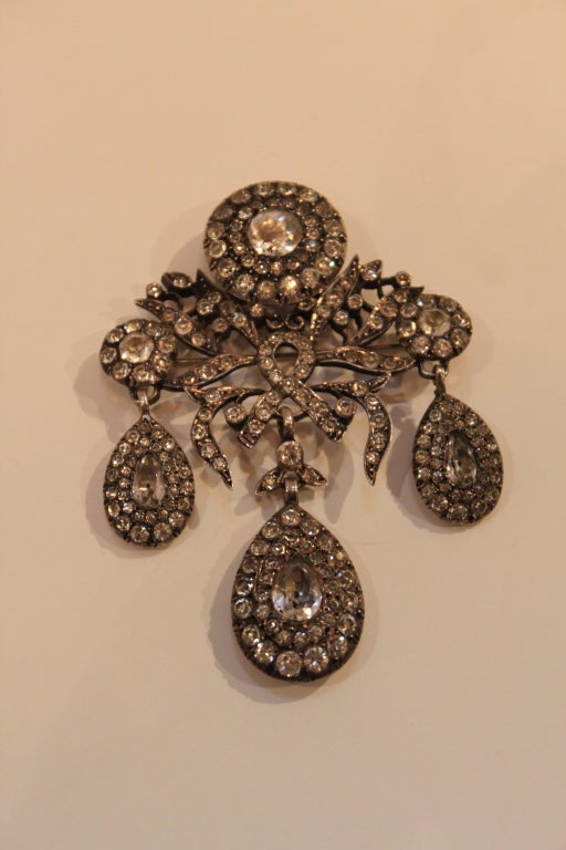 Victorian French Paste Brooch Pendant For Sale 1