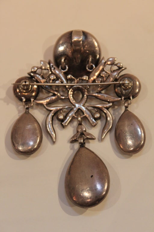 Victorian French Paste Brooch Pendant For Sale 3