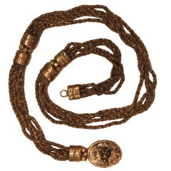 CHANEL Gold Chain Belt with Lion Medallion