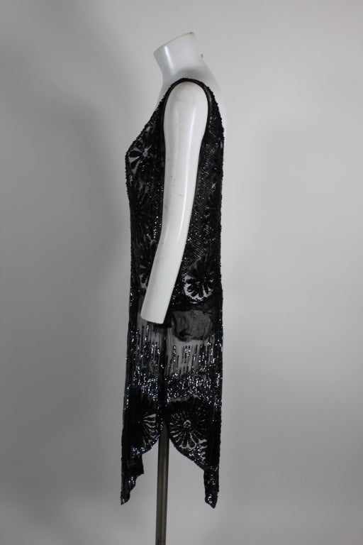 Black 1920s Sequined Tulle Flapper Dress