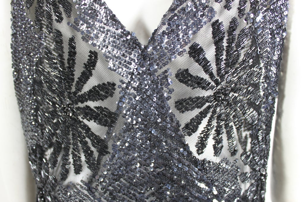 1920s Sequined Tulle Flapper Dress 1