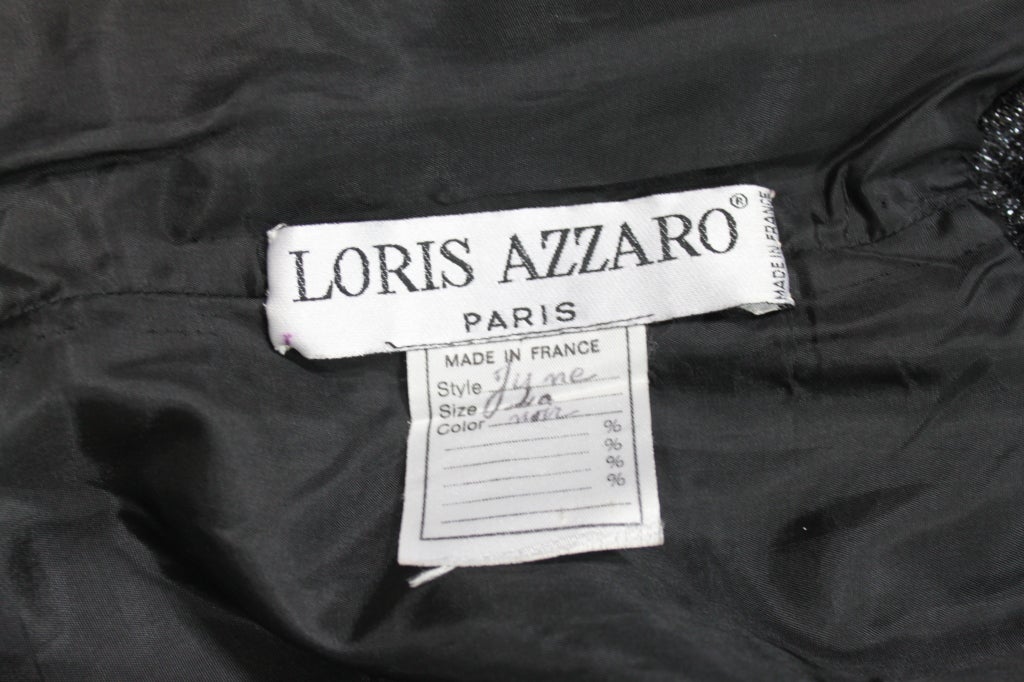 Women's Azzaro 1980s Black Metallic Lace Cocktail Dress For Sale