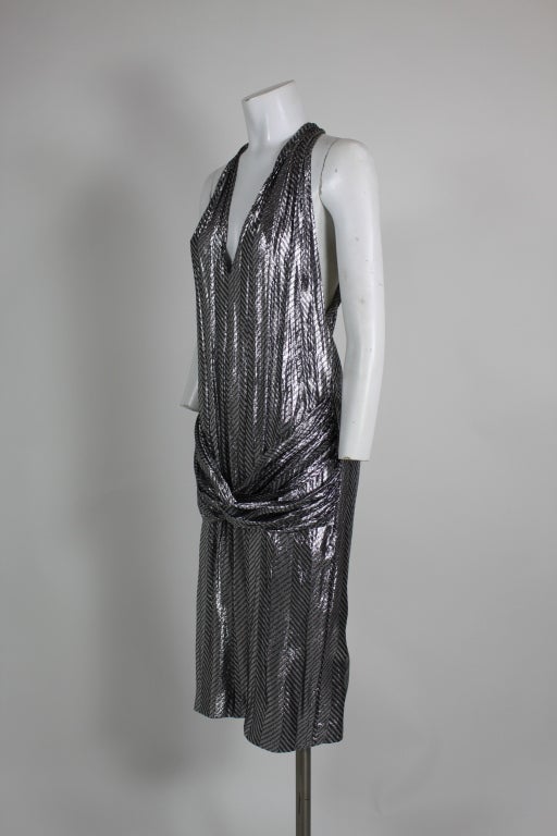 1970s Tito Rossi Silver Lamé Party Dress at 1stdibs