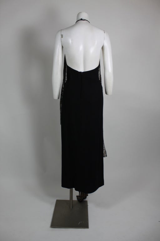 Black Sonia Rykiel 1970s Halter Neck Dress with Lamé Overlay For Sale
