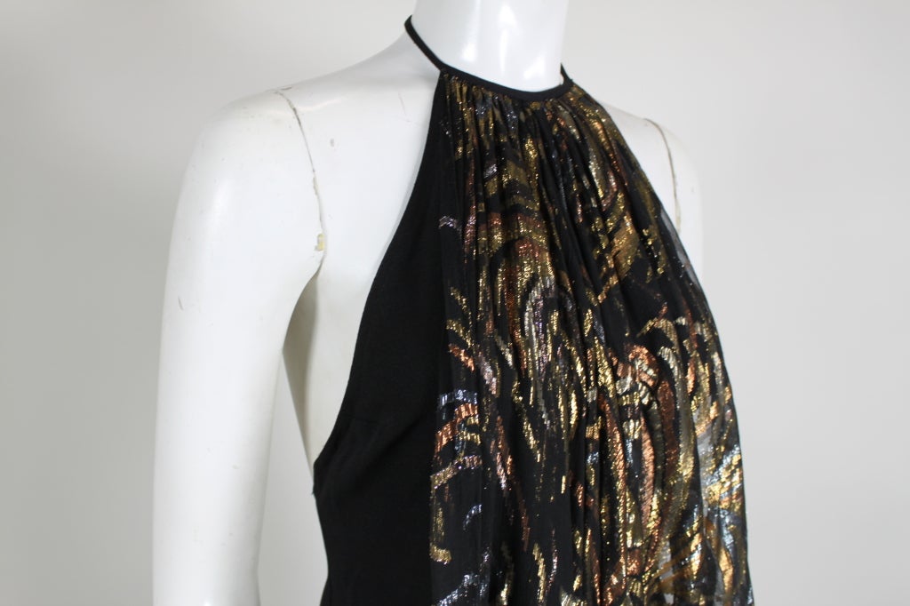 Women's Sonia Rykiel 1970s Halter Neck Dress with Lamé Overlay For Sale
