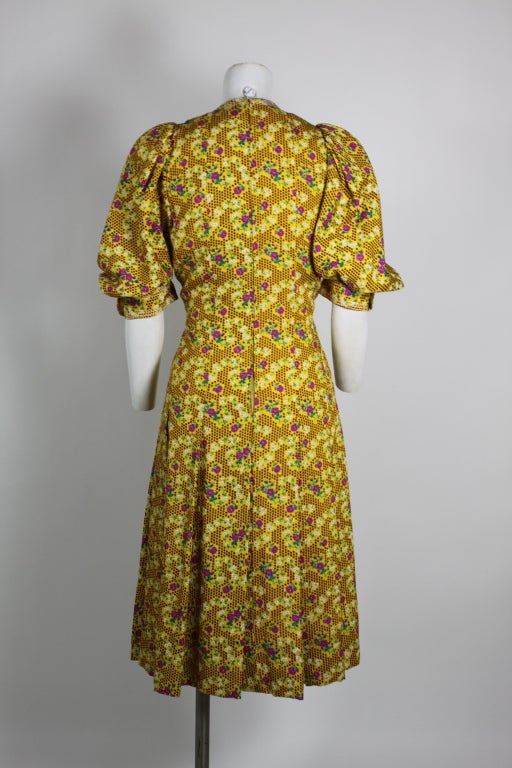 Women's Galanos silk floral print dress For Sale