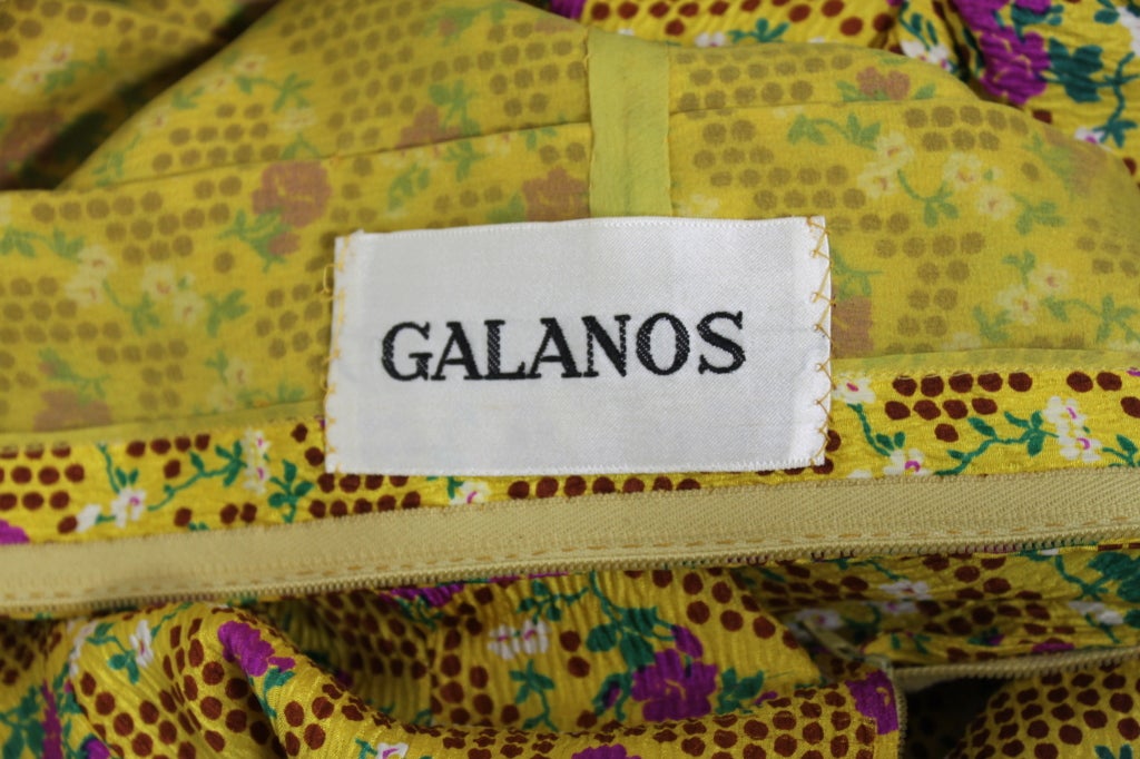 Galanos silk floral print dress For Sale 5