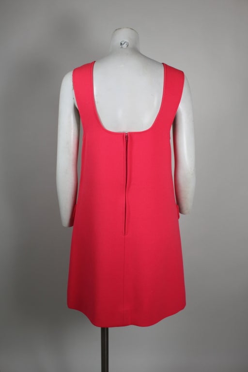 Louis Feraud 1960s Mod Pink Dress with Buttons In Excellent Condition In Los Angeles, CA