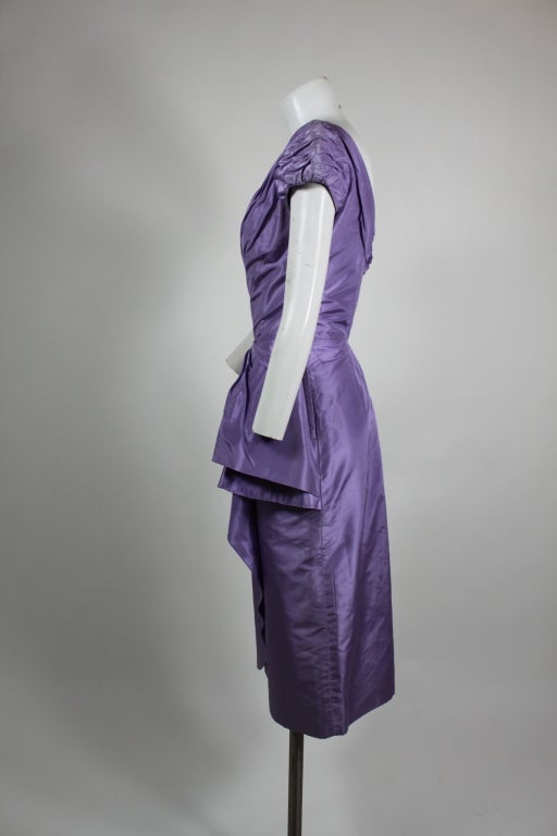 Gray Ceil Chapman 1950s Lilac Silk Taffeta Cocktail Dress