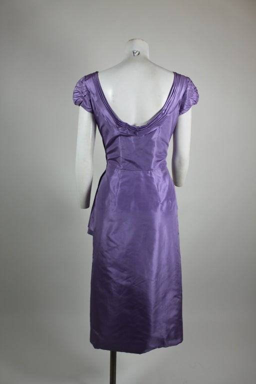 Ceil Chapman 1950s Lilac Silk Taffeta Cocktail Dress In Excellent Condition In Los Angeles, CA