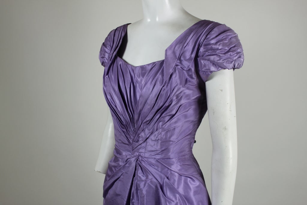 Women's Ceil Chapman 1950s Lilac Silk Taffeta Cocktail Dress