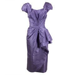 Ceil Chapman 1950s Lilac Silk Taffeta Cocktail Dress