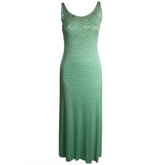 Adele Simpson Mint Green Gown with Rhinestones