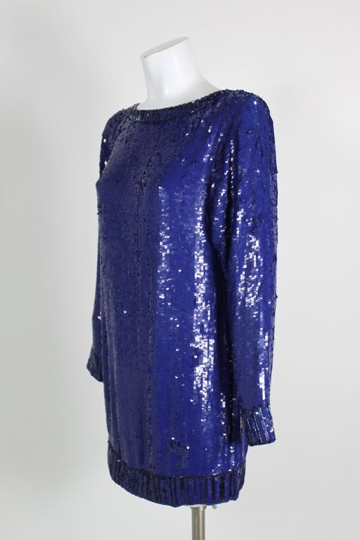 Yves Saint Laurent Blue Sequin and Beaded Tunic