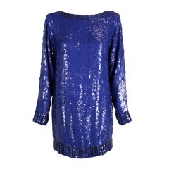 Yves Saint Laurent Blue Sequin and Beaded Tunic at 1stDibs