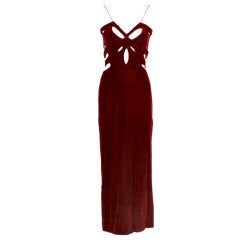 Bandini Deep Red Velvet Gown with Cutouts