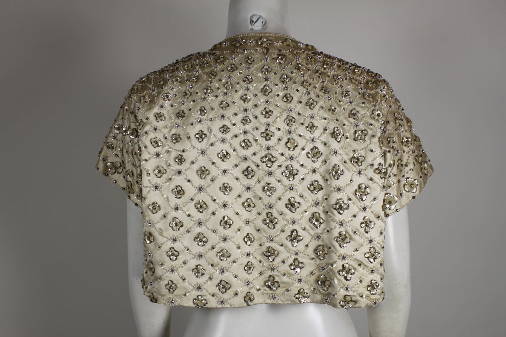 Christian Dior Lifetime Couture 1950s Ivory Beaded Evening Jacket For Sale 2
