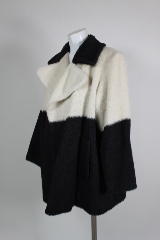 Yves Saint Laurent Black and White Faux Fur Coat 1