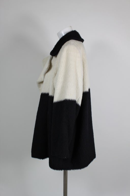 Yves Saint Laurent Black and White Faux Fur Coat 2