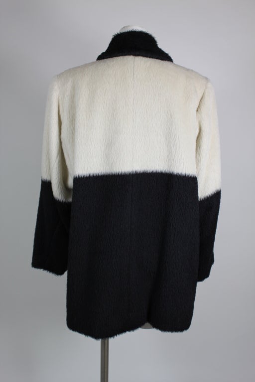 Yves Saint Laurent Black and White Faux Fur Coat 3