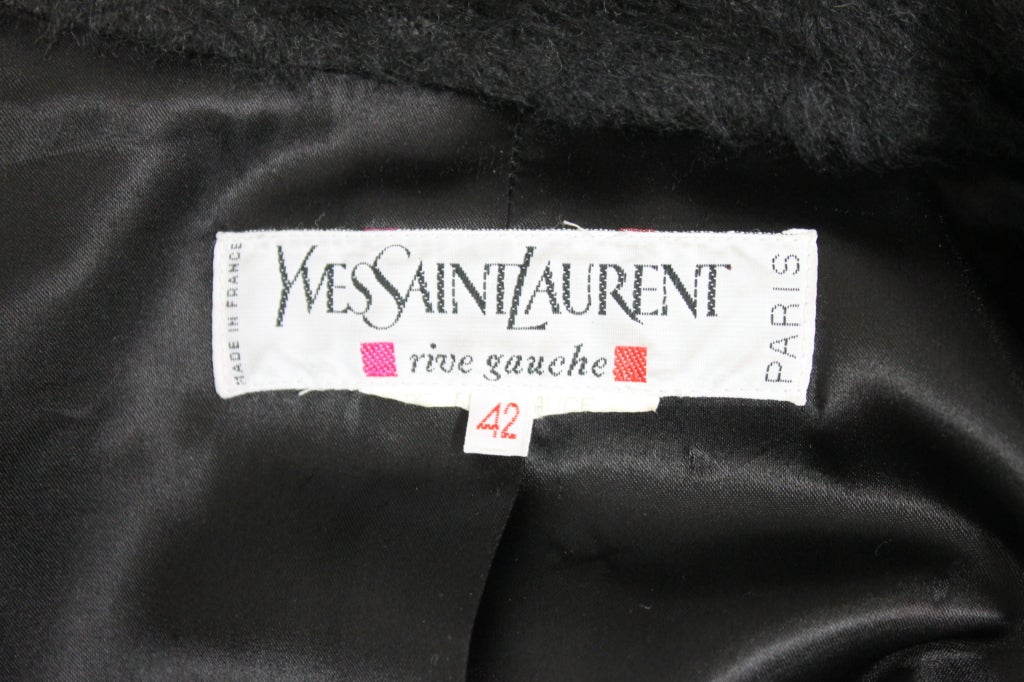 Yves Saint Laurent Black and White Faux Fur Coat 4