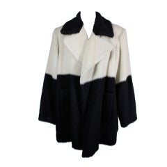 Yves Saint Laurent Black and White Faux Fur Coat