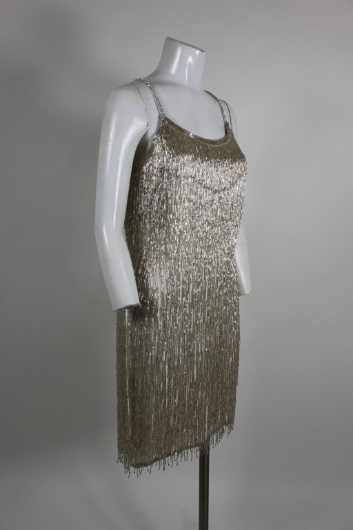 beaded fringe gown