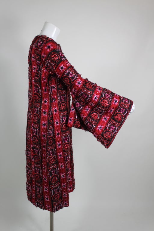 Women's Carolina Herrera Embellished Brocade Coat with Kimono Sleeves