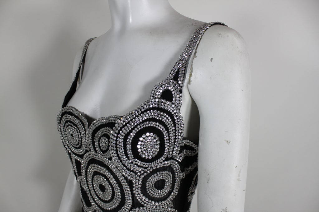 1980s black chiffon gown with Rhinestones 3
