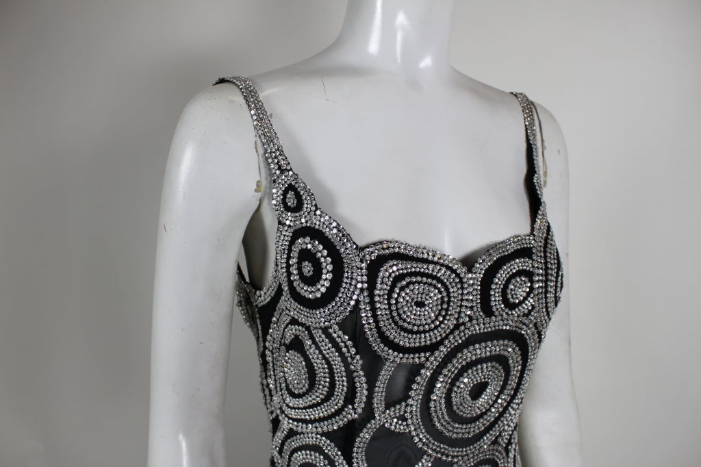 1980s black chiffon gown with Rhinestones 4