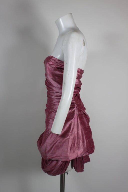 Women's Giorgio Rose Pink Silk Strapless Party Dress