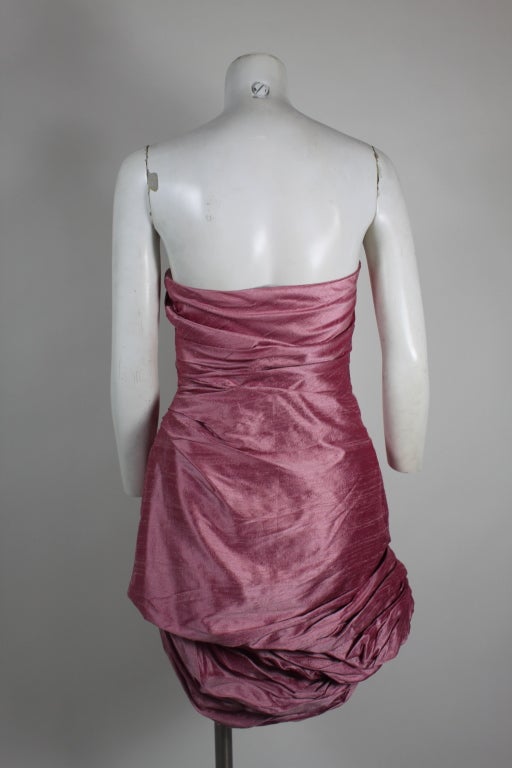 Giorgio Rose Pink Silk Strapless Party Dress 1