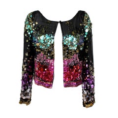 1980's Evening Jacket with Confetti Paillettes & Sequins