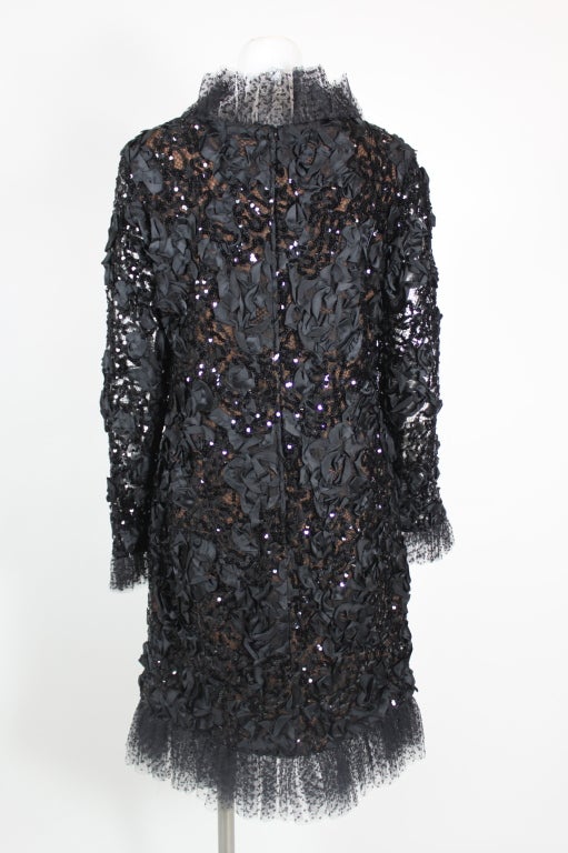 Women's Yves Saint Laurent Black Ribbon & Sequin Party Dress For Sale