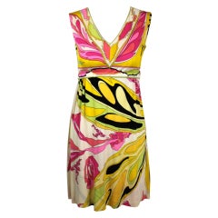 Pucci Pink, Yellow, and Green Butterfly Print Mini Dress