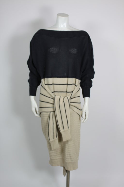 Black Castelbajac 1980s Avant-Garde Double Sleeve Sweater Dress