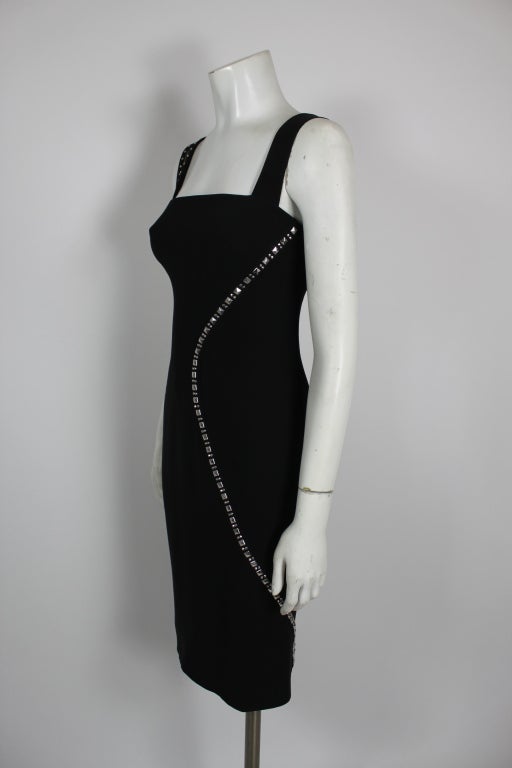 Women's Versace Black Sexy Body Con Studded Dress For Sale