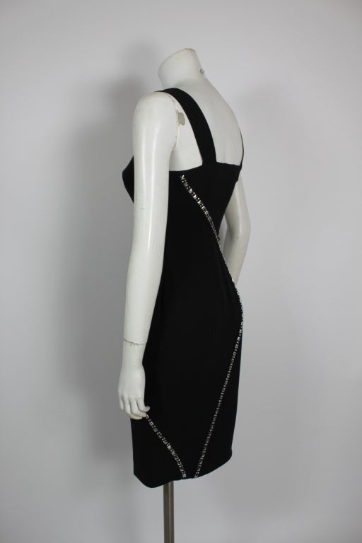 Versace Black Sexy Body Con Studded Dress For Sale 1