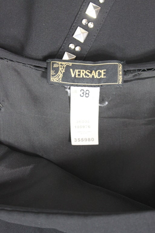 Versace Black Sexy Body Con Studded Dress For Sale 3