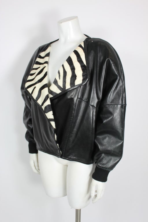 Claude Montana Leather Jacket w Zebra Ponyhair Lapel 1