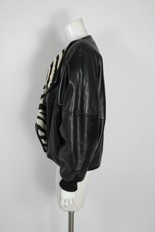 Claude Montana Leather Jacket w Zebra Ponyhair Lapel 2